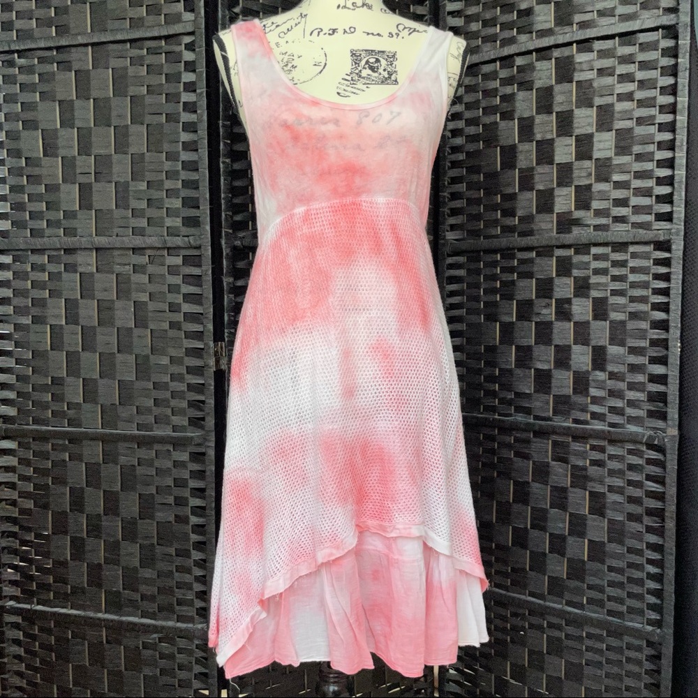 For Her Pink & White Tie Dye Made in Italy Dress Sz M
